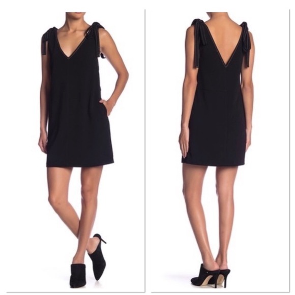 Endless Rose Dresses & Skirts - Endless Rose Stitched Tie Shoulder Dress Womens Small Black Mini Shift 6587 NEW